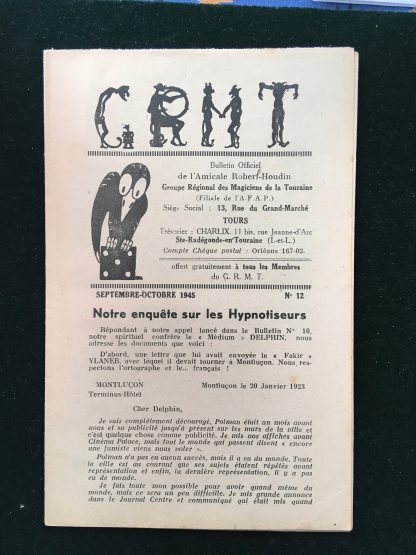 G.R.M.T. n°12 - septembre / octobre 1945 - Notre enquête sur les hypnotiseurs